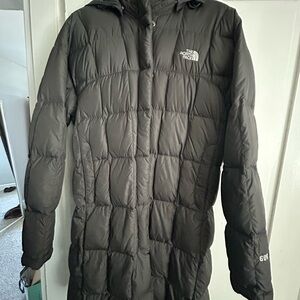 The North Face Quilted Long Down Coat - Olive Green